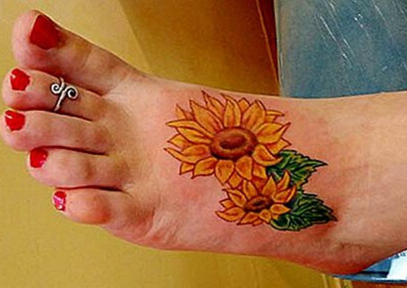 Foot Sunflower Tattoo