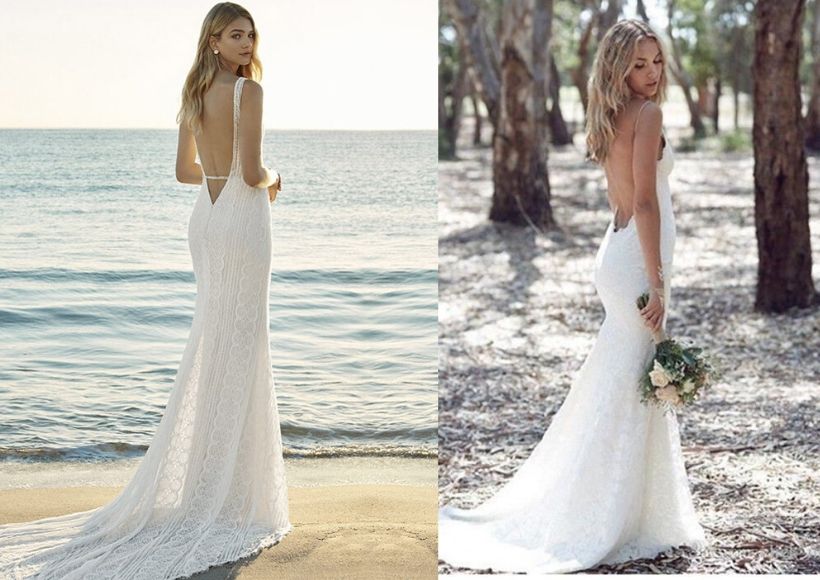 Necklines Backless Beach Wedding Dresses