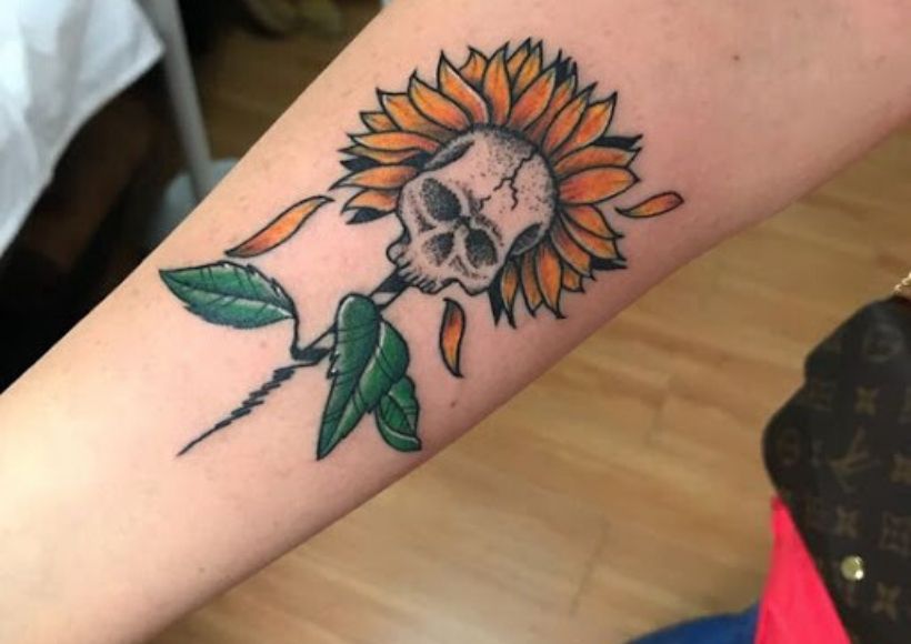 Sunflower Tattoo And Skull